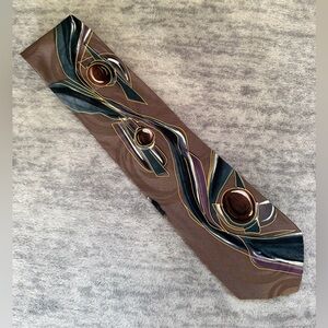Chez Roffe Men’s Brown Abstract Design Tie